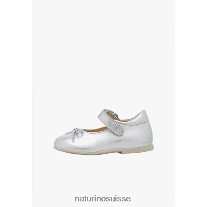 enfants ballet T88FLL250 Naturino ballerines en cuir lamé argent