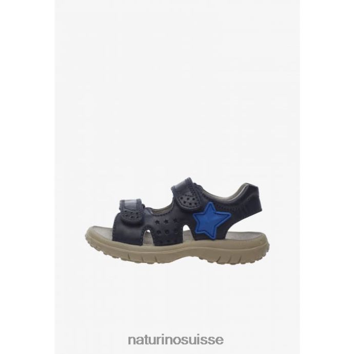 enfants Dock T88FLL541 Naturino sandales en cuir avec velcro bleu