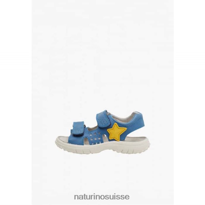 enfants Dock T88FLL542 Naturino sandales en cuir avec velcro bleu clair