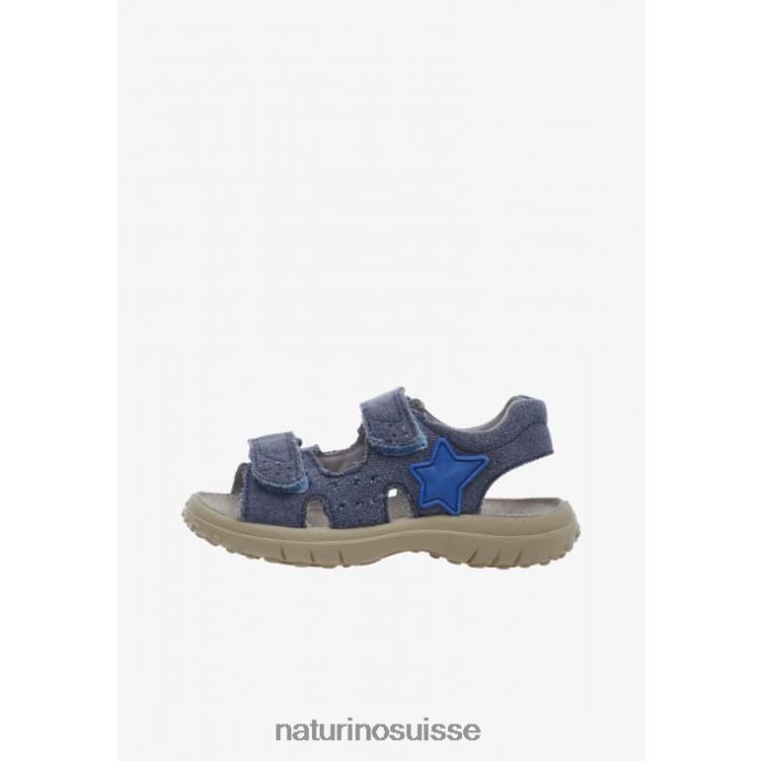 enfants Dock T88FLL544 Naturino sandales en jean avec velcro bleu clair