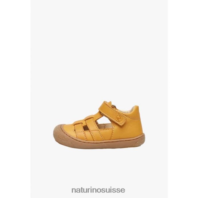 enfants coucher T88FLL346 Naturino sandales semi-ouvertes en cuir orange