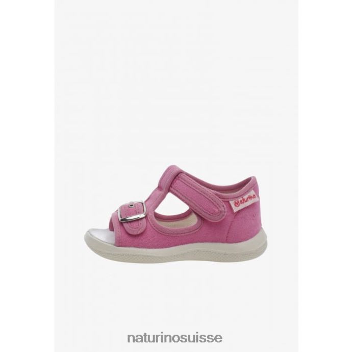 enfants paros T88FLL274 Naturino sandales à bout ouvert en tissu fuchsia