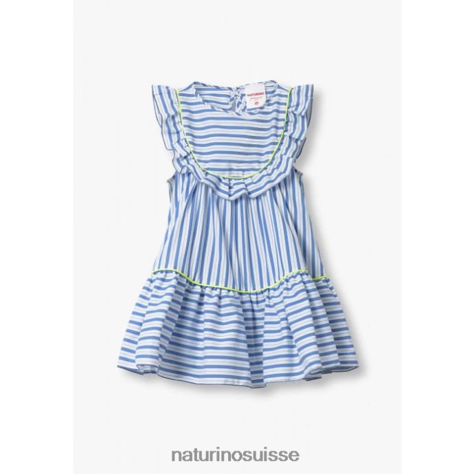 enfants nérissa T88FLL617 Naturino robe rayée blanc/bleu clair